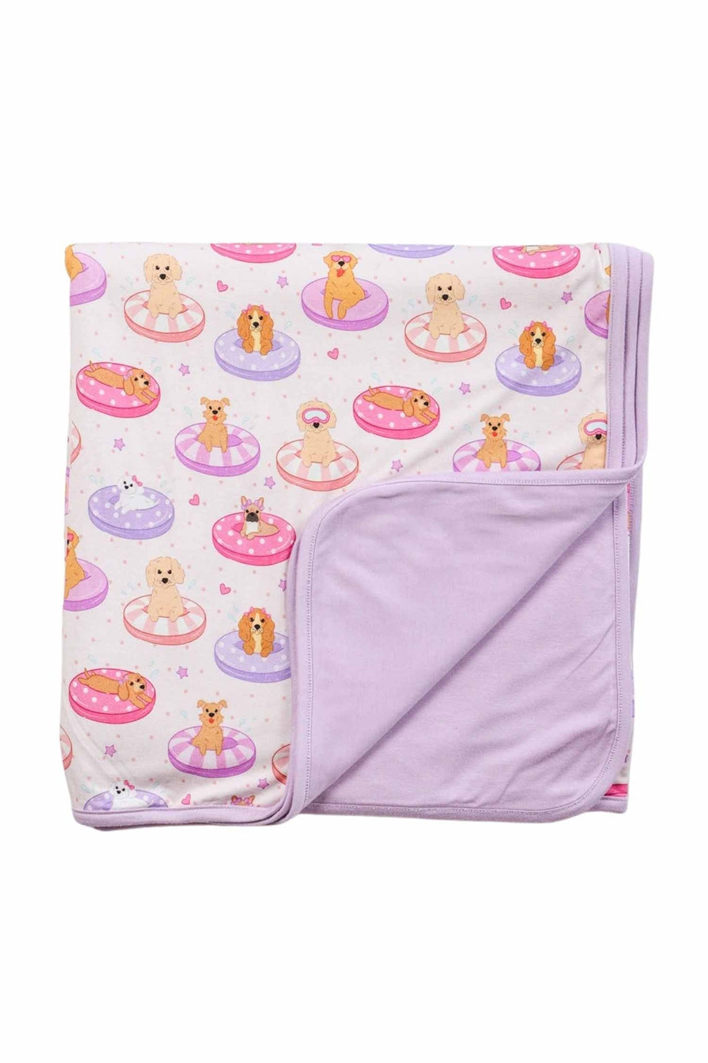 Double Sided Bamboo Blanket | Poolside Pups Pink