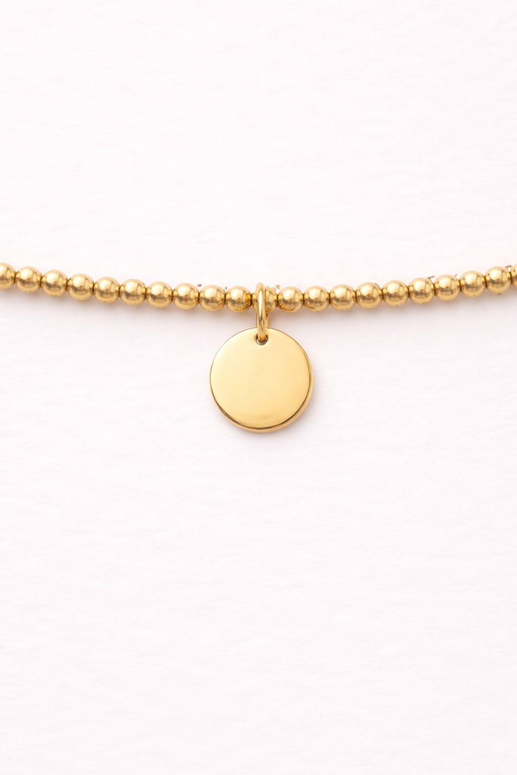 Engraved Circle Charm Beaded Bracelet