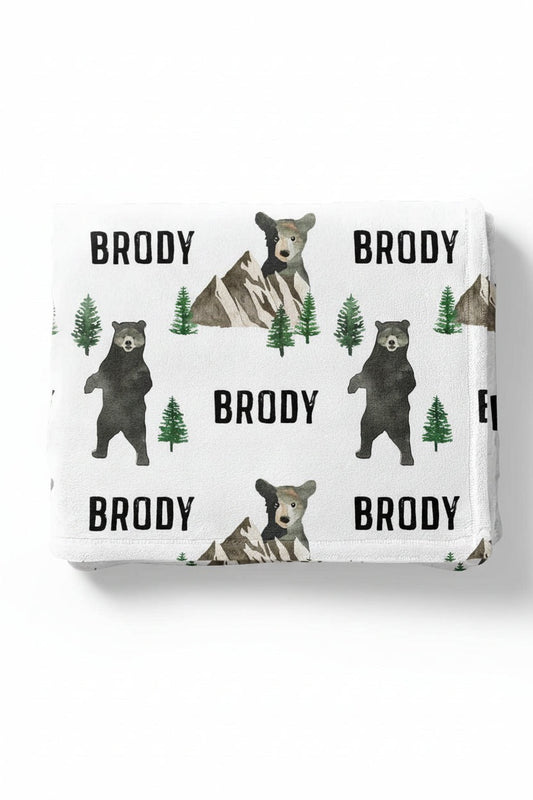 Brody's Bear & Mountain Personalized Toddler Blanket