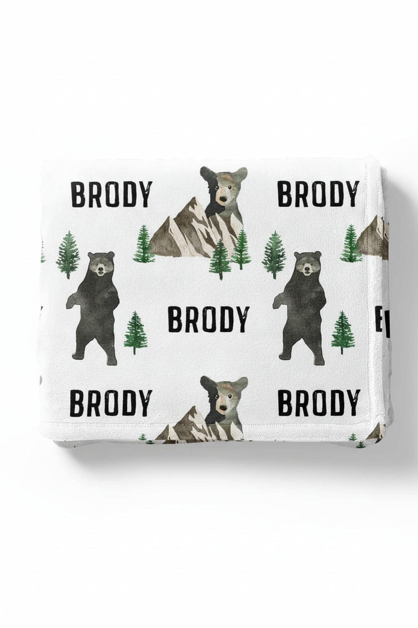Brody's Bear & Mountain Personalized Toddler Blanket