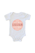 Personalized Pink Circle Name Graphic Bodysuit | White