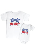 Personalized Red, White & Cool Graphic Bodysuit & Kids Tee | White