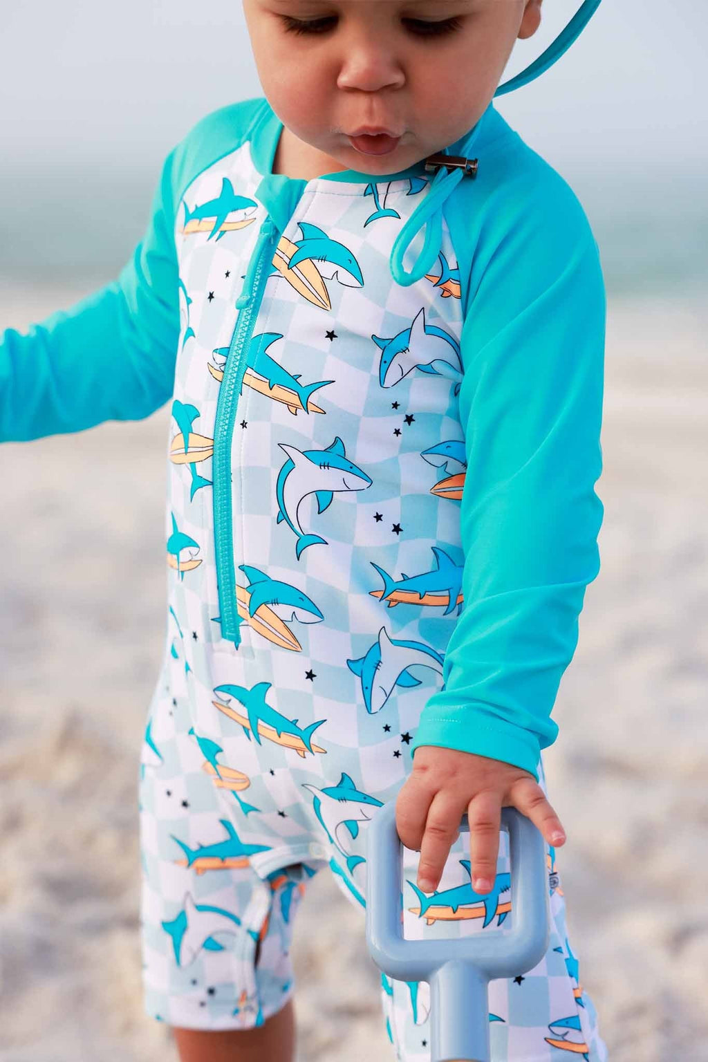 Long Sleeve Rash Guard Swim Romper Shortie | Totally Jawsome