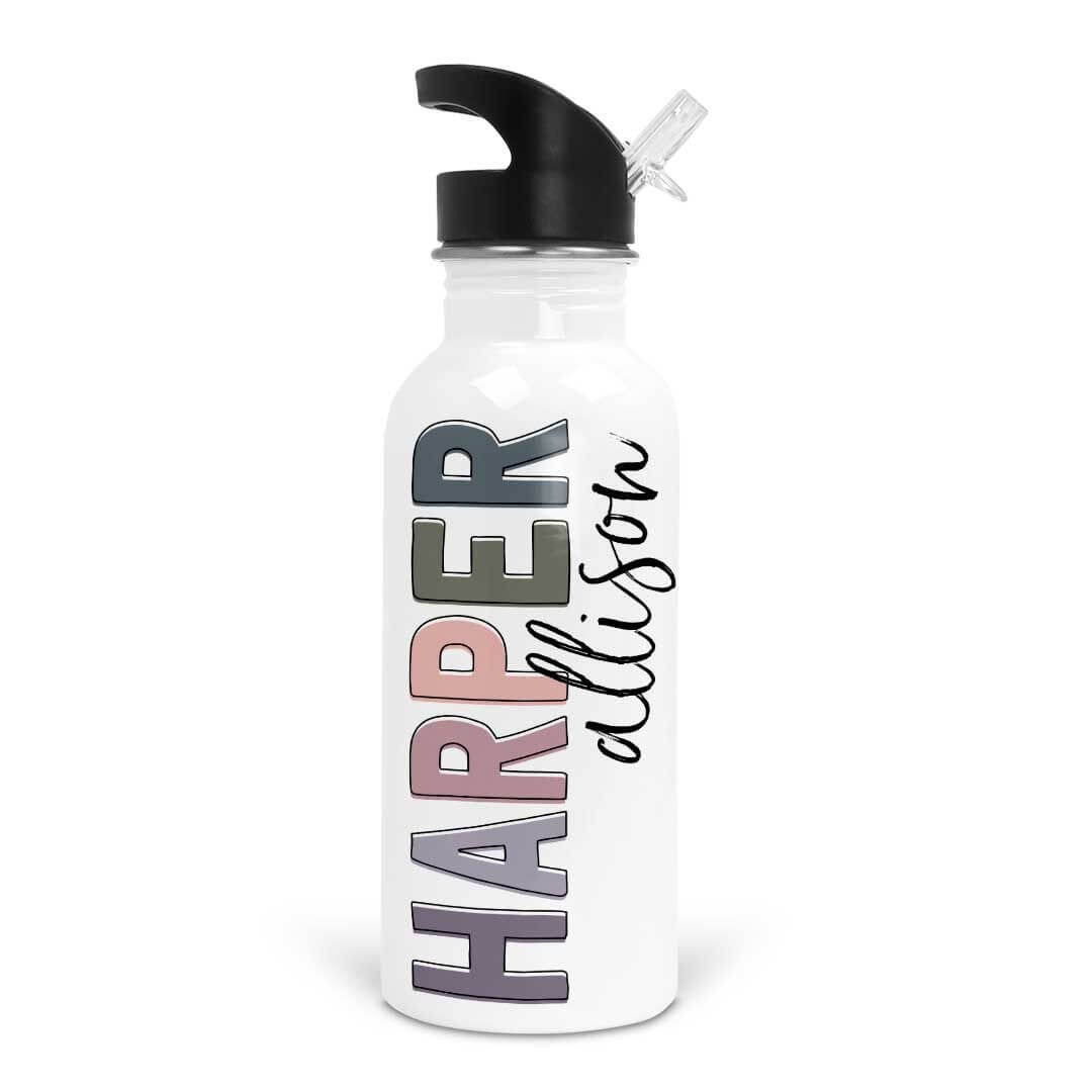 Dusty Hues Color Block Personalized Kids Water Bottle