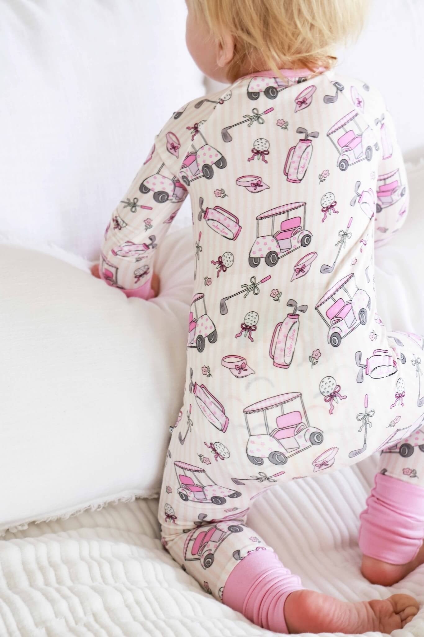 Convertible Bamboo Zip Romper | Caddie Crew Pink