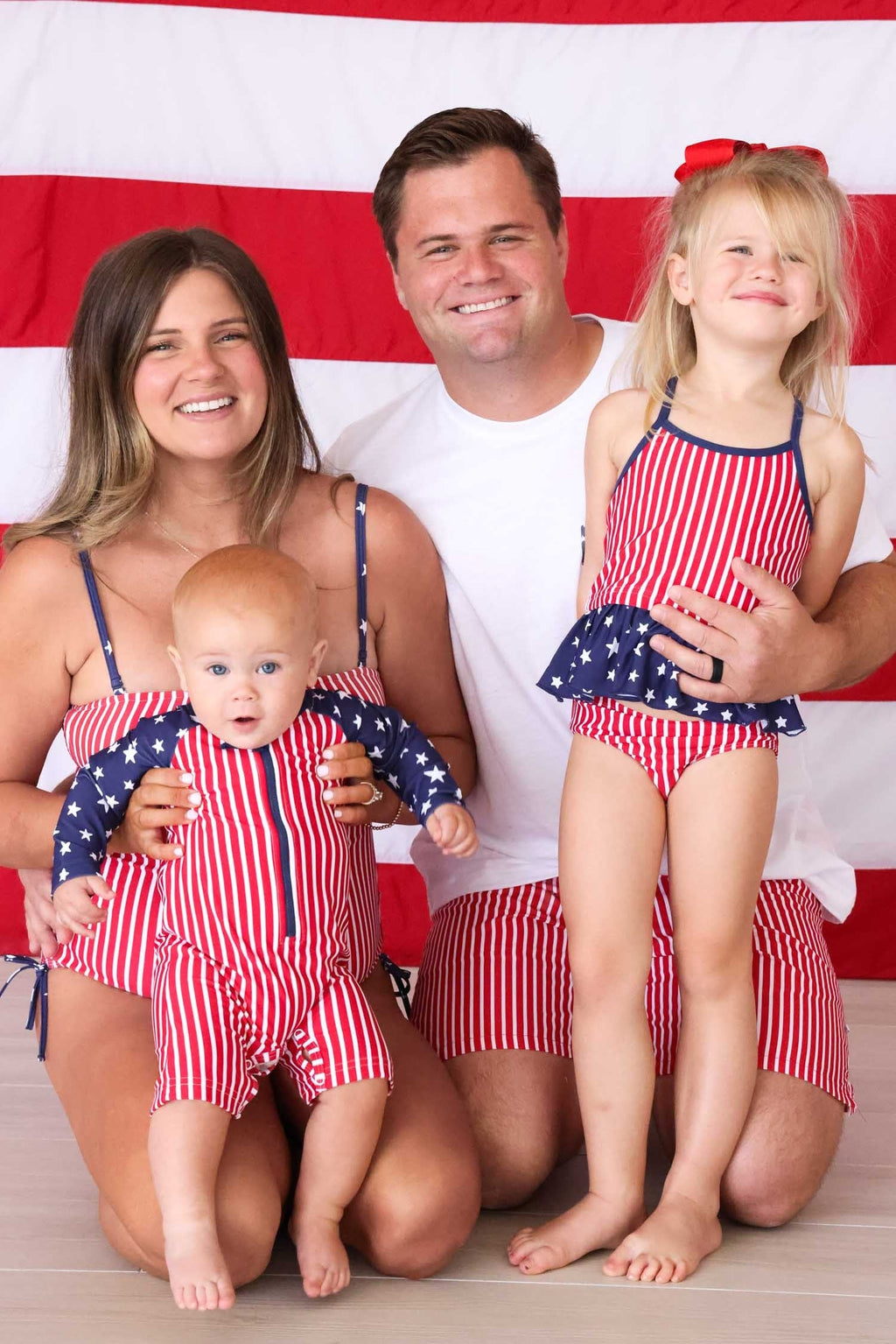 Long Sleeve Rash Guard Swim Romper Shortie | Stars & Stripes Party