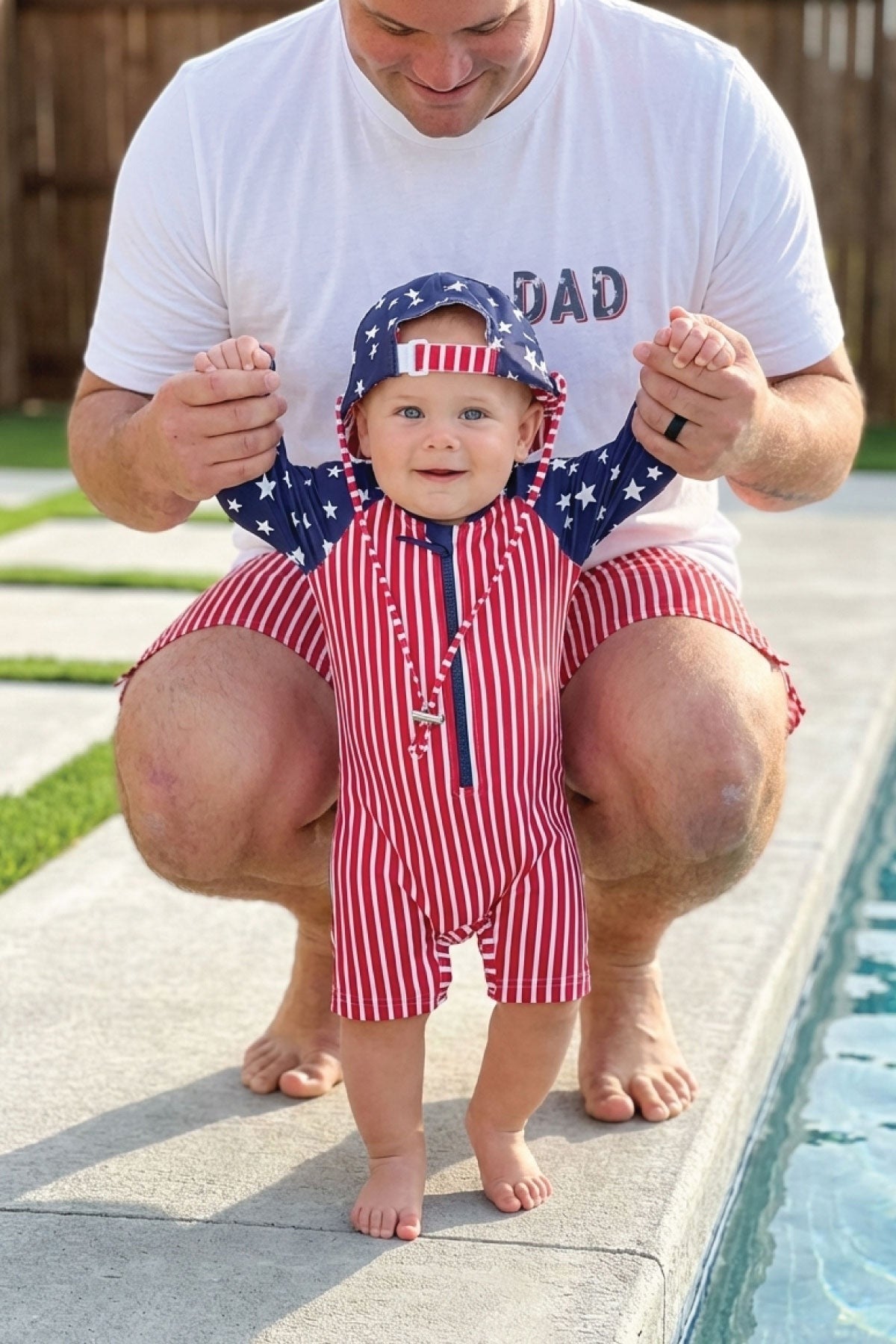 Stars & Stripes Party Dad Graphic Tee | White