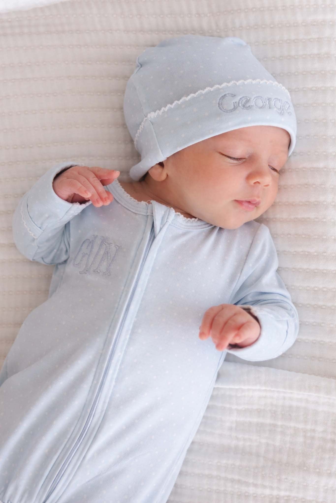 Picot Trim Bamboo Hat | Baby Blue