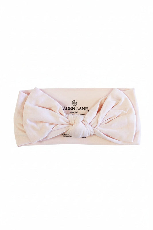 Solid Blush Knit Large Bow Headwrap