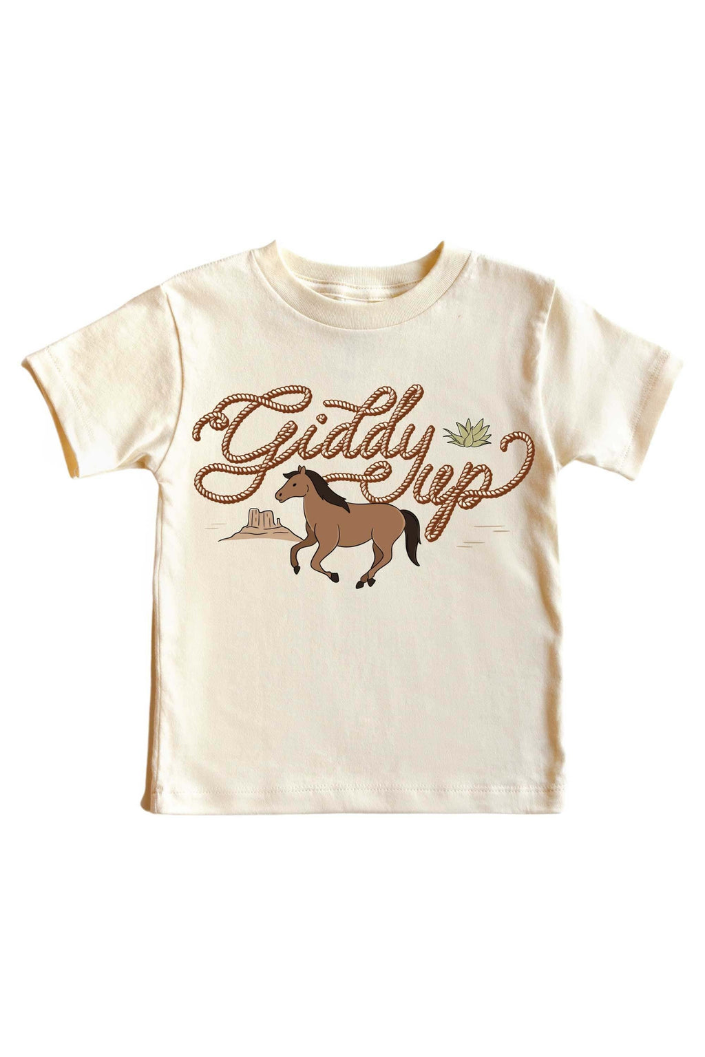 Giddy Up Neutral Graphic Bodysuit & Kids Tee | Natural