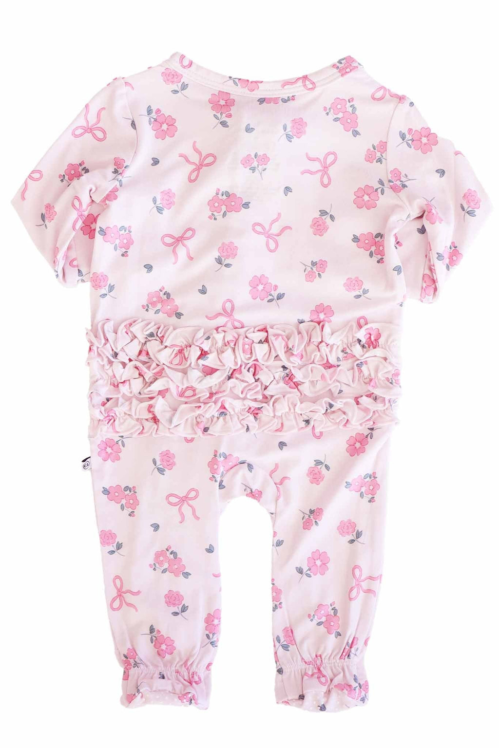 Ribbon & Roses Ruffle Zipper Footie | Pink