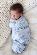 Personalized Baby Blue Baby Name Swaddle Blanket