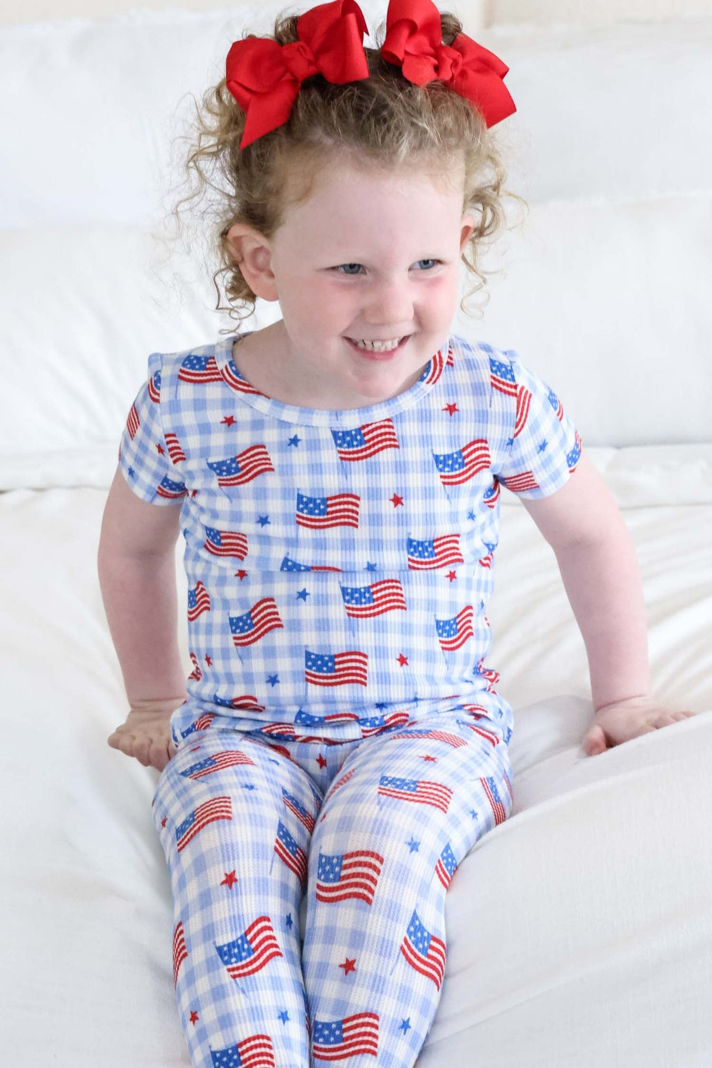 Bamboo Waffle Two Piece Pajama Set | Star-Spangled Picnic