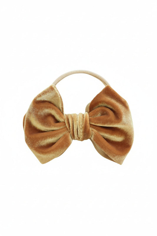 Velvet Bow Headband - Wheat