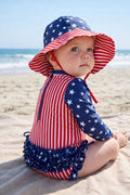 Long Sleeve Rash Guard With Ruffle Bottom | Stars & Stripes Party