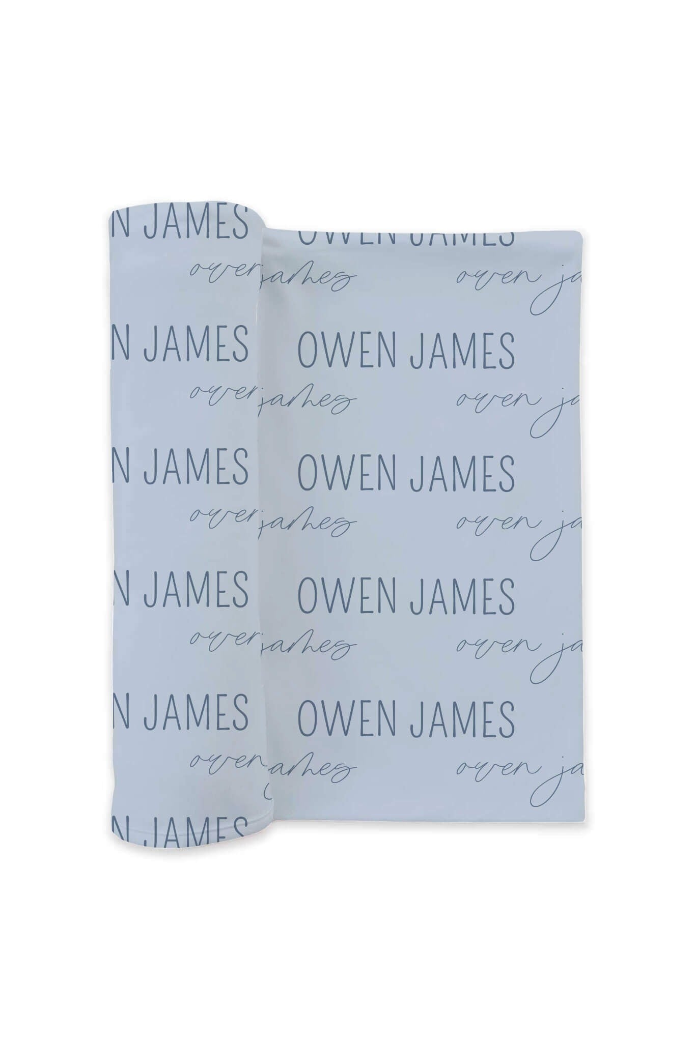 Personalized Baby Blue Baby Name Swaddle Blanket