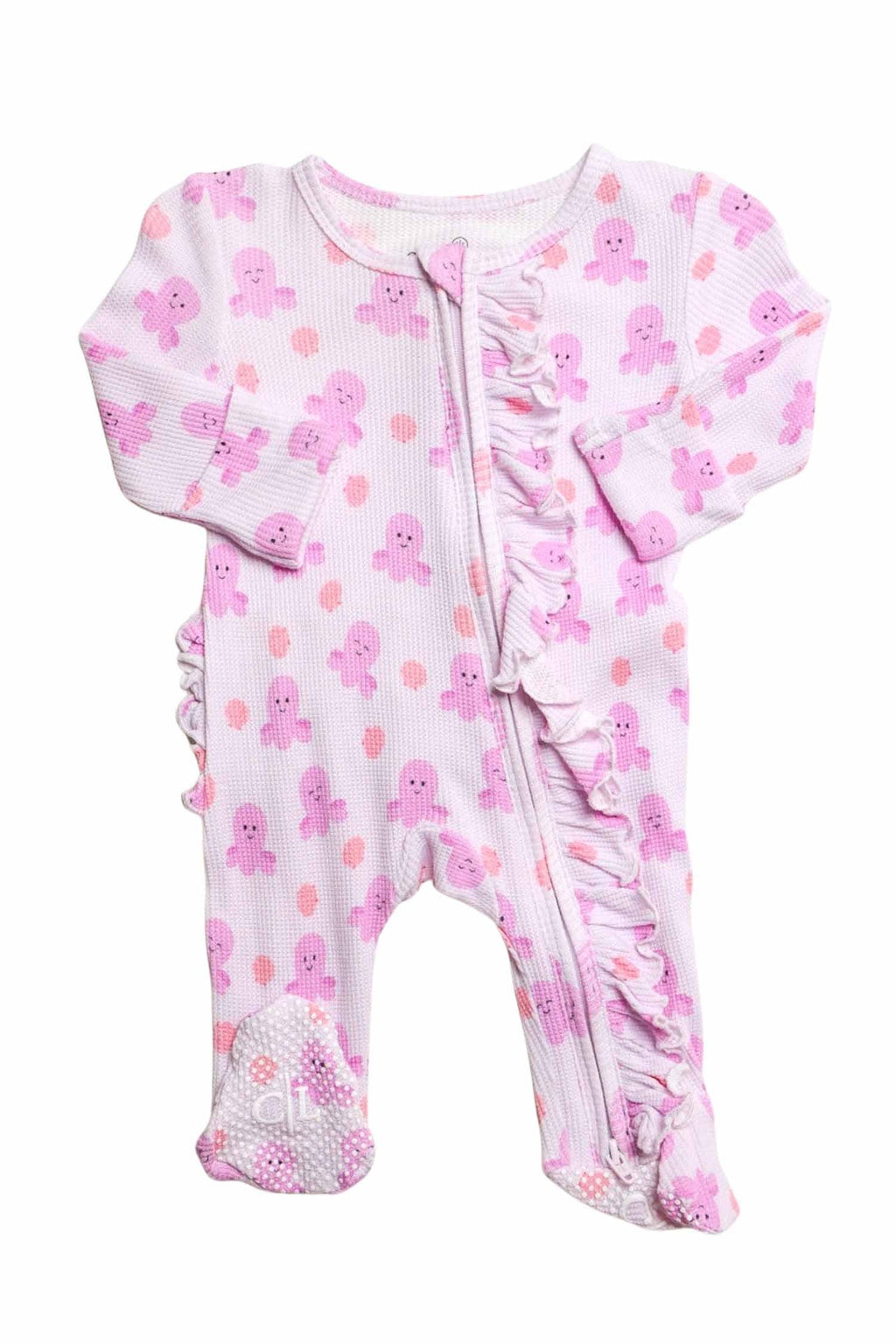 Bamboo Waffle Ruffle Zipper Footie | Sea Snuggles