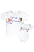 Let's Be Mermaids Graphic Bodysuit & Kids Tee | White