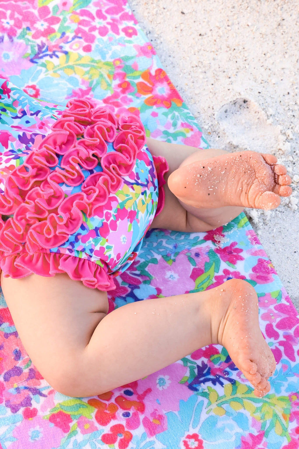 Long Sleeve Rash Guard With Ruffle Bottom | Petal Splash