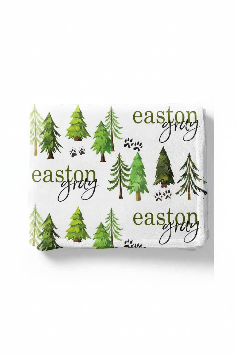Woodland Trees Personalized Toddler Blanket