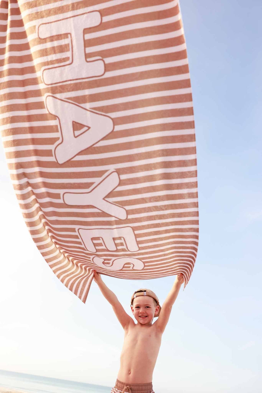 Sandy Stripes Personalized Kids Beach Towel