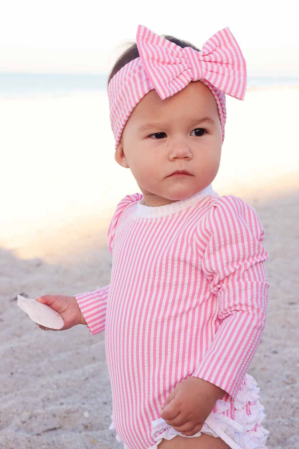 Swim Bow | Seersucker Dusty Pink