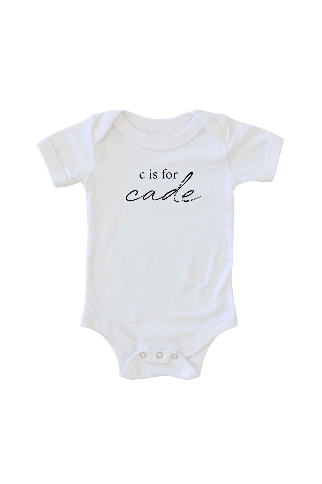 Personalized My Name Starts With Graphic Bodysuit | White