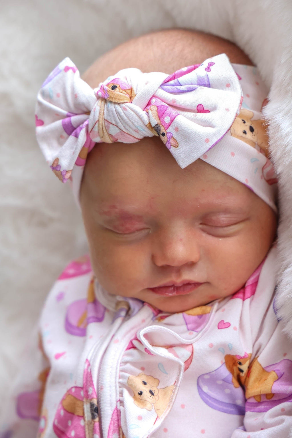 Knit Large Bow Headwrap | Poolside Pups Pink