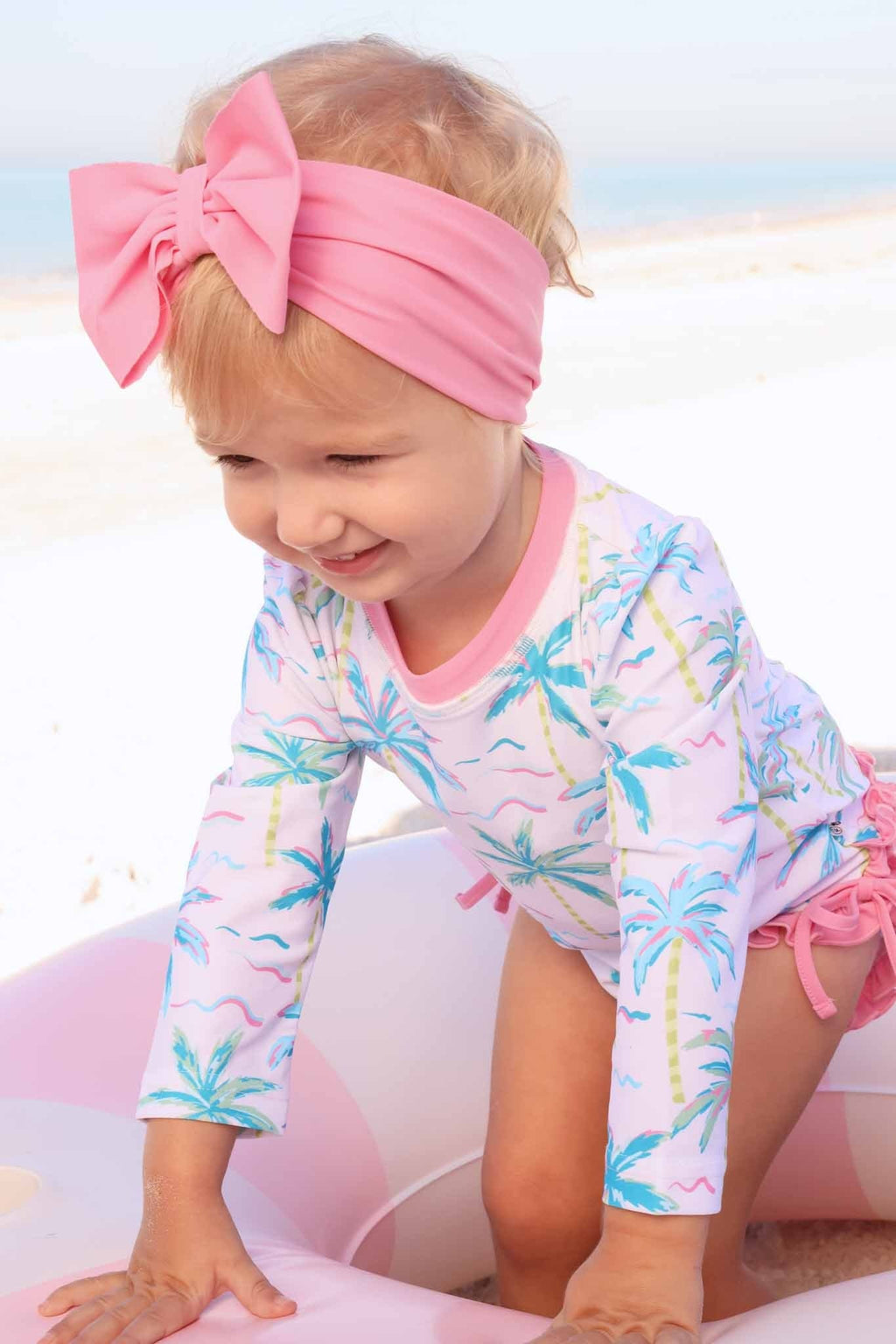 Long Sleeve Rash Guard With Ruffle Bottom | Blue Lagoon