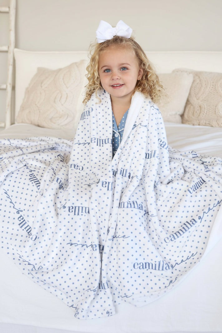 Snuggle Spots Personalized Kids Blanket | White