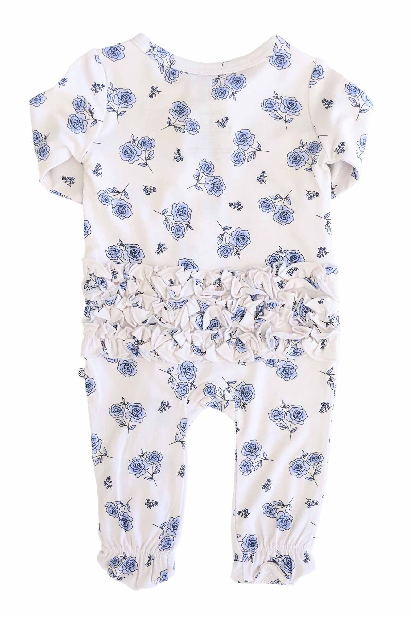 Sapphire Garden Ruffle Zipper Footie