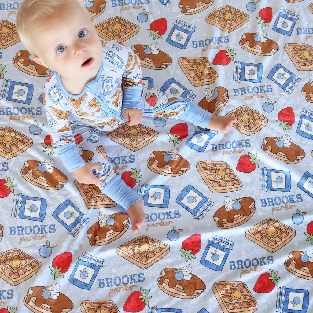 Sweet Stacks Personalized Kids Blanket | Blue