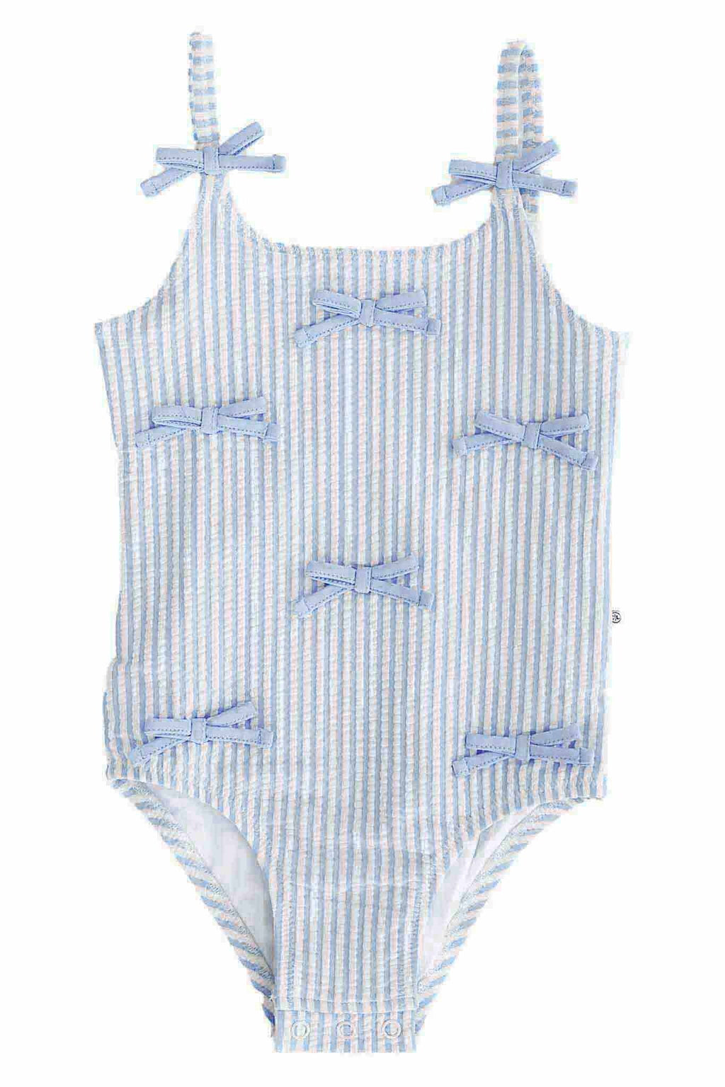 Tiny Bows One Piece | Seersucker Blue