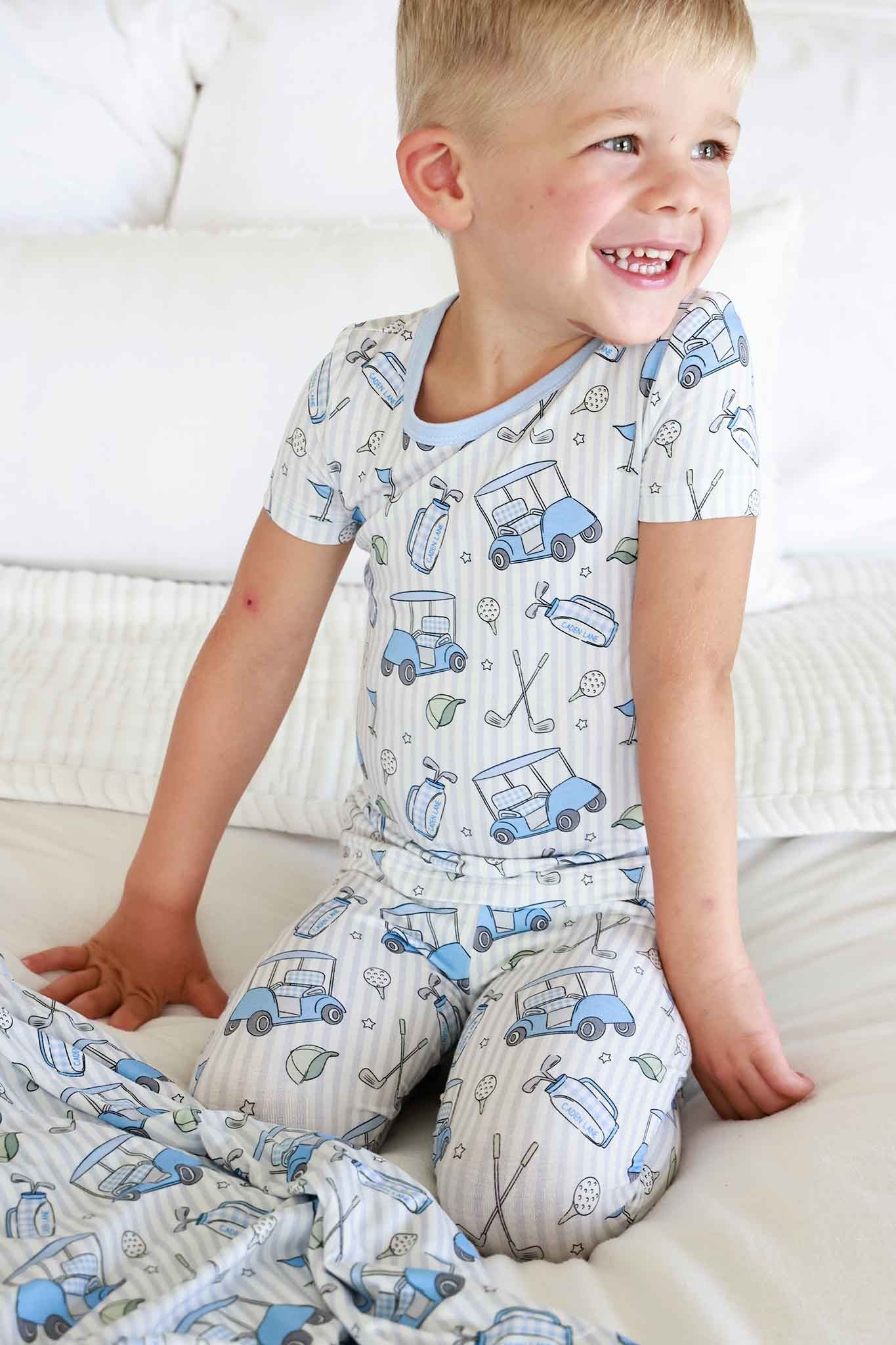 Two Piece Bamboo Pajama Set | Caddie Crew Blue