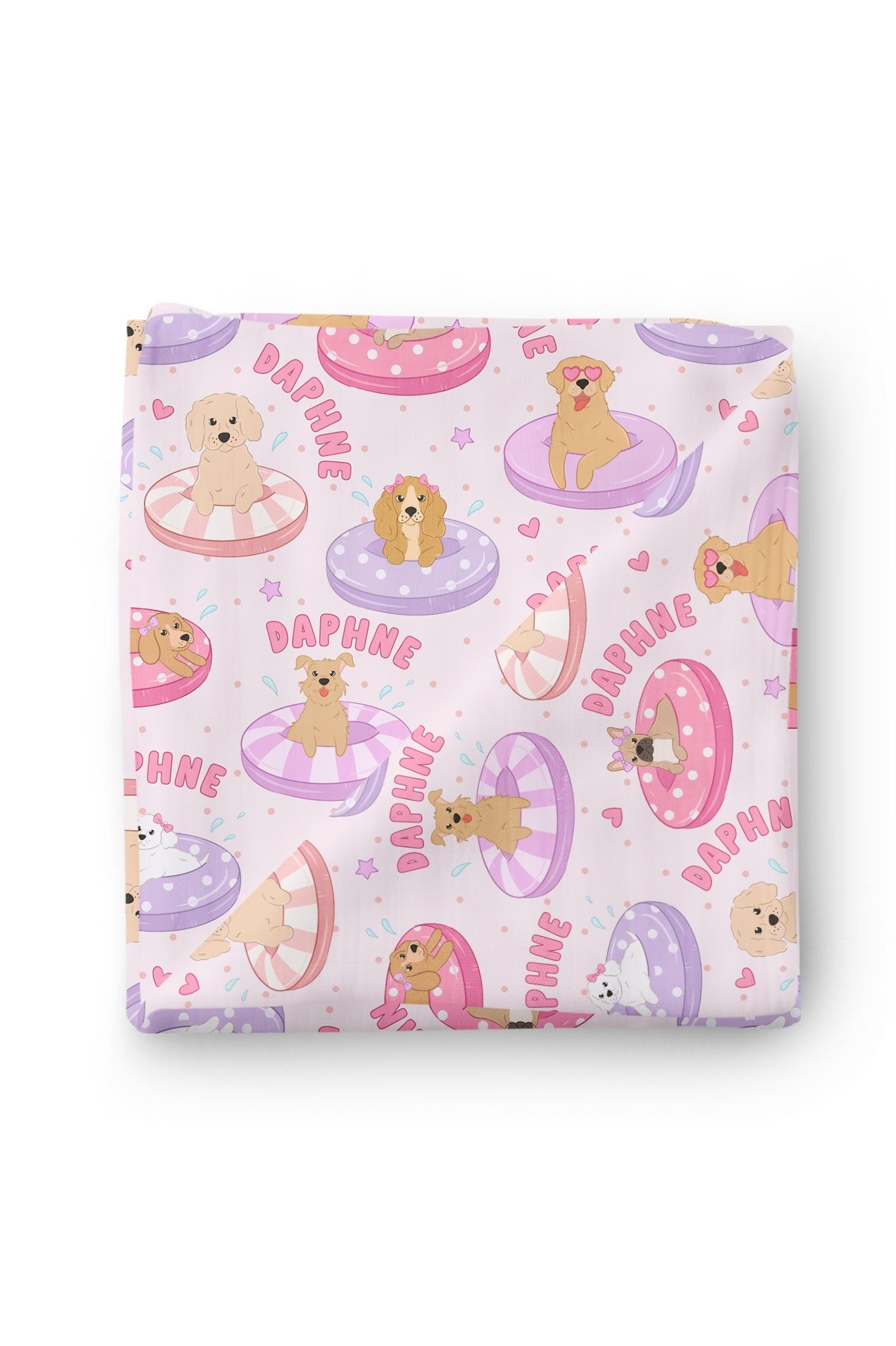 Personalized Swaddle Blanket | Poolside Pups Pink